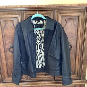 Black leather jacket size 8 by J. Peterman